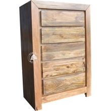 Wysoka i wąska szafka drewniana - Drewno Mango - naturalne