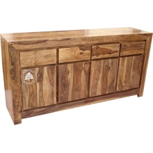 Komoda z litego drewna z czterema drzwiami i szufladami - Drewno Palisander -  naturalny
