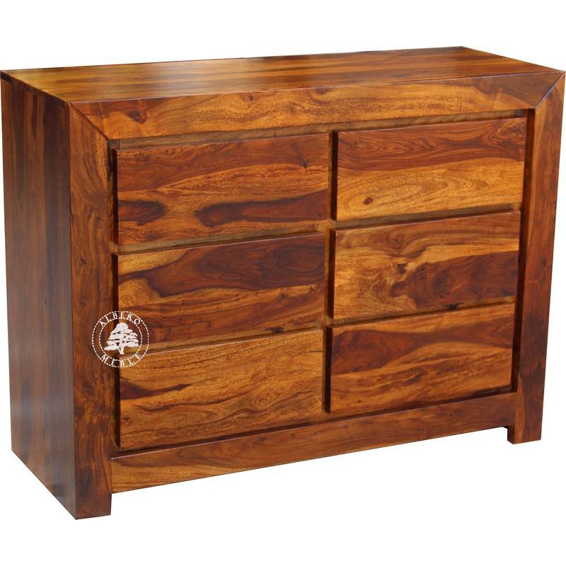 Nowoczesna komoda drewniana Goa z sześcioma szufladami - Drewno Palisander - brąz 