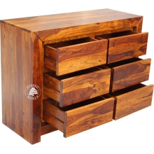 Nowoczesna komoda drewniana Goa z sześcioma szufladami - Drewno Palisander - brąz 