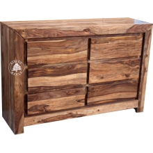 Nowoczesna komoda drewniana Goa z sześcioma szufladami - Drewno Palisander -  naturalny