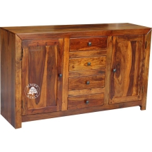 Komoda drewniana Cube metalowymi uchwytami - Drewno Palisander - brąz 