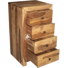 Wąska komoda drewniana z szufladami CUBE - Drewno Palisander - brąz 