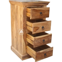 Wąska komoda drewniana z szufladami do przedpokoju - Drewno Palisander -  naturalny