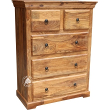 Wysoka klasyczna komoda drewniana z szufladami - Drewno Palisander -  naturalny