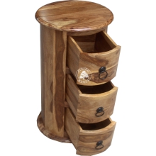 Okrągła szafka drewniana wolnostojąca z szufladami - Drewno Palisander -  naturalny