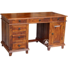 Stylowe duże biurko do gabinetu wykonane z drewna litego palisander - Drewno Palisander - brąz 
