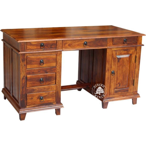 Stylowe duże biurko do gabinetu wykonane z drewna litego palisander