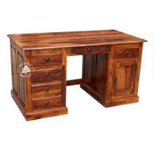 Duże biurko gabinetowe z drewna litego palisander - Drewno Palisander - brąz 