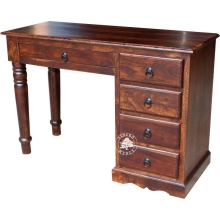 Oryginalne stylowe małe biurko na toczonych nogach z drewna palisander indyjski -  Drewno Palisander - ciemny brąz