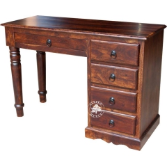 Oryginalne stylowe małe biurko na toczonych nogach z drewna palisander indyjski