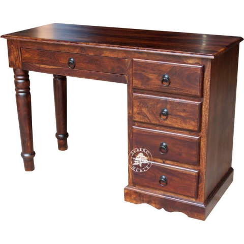 Oryginalne stylowe małe biurko na toczonych nogach z drewna palisander indyjski