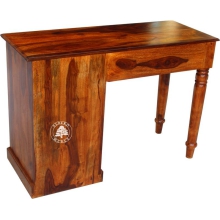 Oryginalne stylowe małe biurko na toczonych nogach z drewna palisander indyjski - Drewno Palisander - brąz 