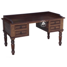 Stylowe biurko drewniane z drewna litego palisander na toczonych ozdobnych nogach -  Drewno Palisander - ciemny brąz