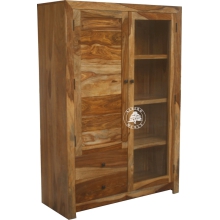 Szeroki kredens Modern Cube wykonany z drewna litego - Drewno Palisander -  naturalny