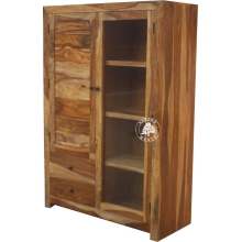 Szeroki kredens Modern Cube wykonany z drewna litego - Drewno Palisander -  naturalny