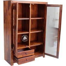 Szeroki kredens Modern Cube wykonany z drewna litego - Drewno Palisander - brąz 