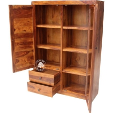 Szeroki kredens Modern Cube wykonany z drewna litego - Drewno Palisander - brąz 