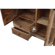 Szeroki kredens Modern Cube wykonany z drewna litego - Drewno Palisander -  naturalny