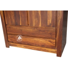 Nowoczesna dwudrzwiowa szafa z szufladami wykonana z litego drewna - Drewno Palisander - brąz 