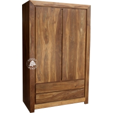 Nowoczesna dwudrzwiowa szafa z szufladami wykonana z litego drewna - Drewno Palisander -  naturalny