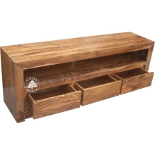 Drewniana niska szafka telewizyjna z szufladami - Drewno Palisander -  naturalny