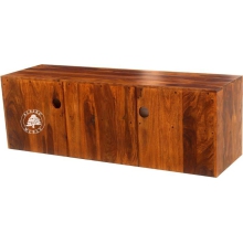 Niska drewniana szafka z szufladami do salonu - Drewno Palisander - brąz 