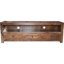 Niska drewniana szafka z szufladami do salonu - Drewno Palisander -  naturalny