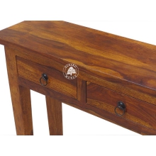 mała stylowa konsola drewniana do przedpokoju z szufladami - Drewno Palisander - brąz 