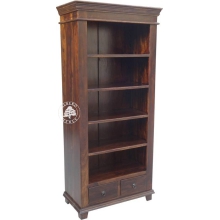 Stylowa Biblioteczka z Szufladami na Nóżkach -  Drewno Palisander - ciemny brąz