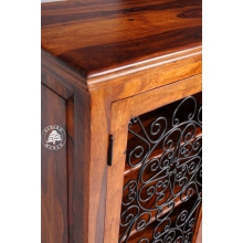 Pojedyncza szafka drewniana z ozdobnym metalowym wzorem - Drewno Palisander - brąz 