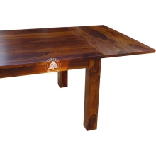 Stół drewniany z bocznymi dostawkami - Drewno Palisander - brąz 