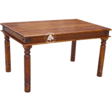 Stylowy stół drewniany na toczonych nogach - Drewno Palisander - brąz 