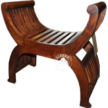 Niskie siedzisko drewniane z oparciem do przedpokoju - Drewno Palisander - brąz 