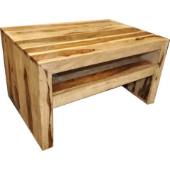 Stolik kawowy z naturalnego drewna z półką