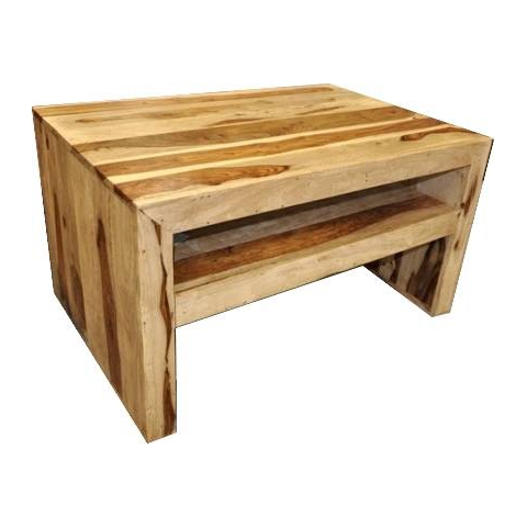 Stolik kawowy z naturalnego drewna z półką