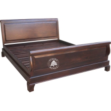 Tradycyjne stylowe łóżko Albero z drewnianym wezgłowiem -  Drewno Palisander - ciemny brąz
