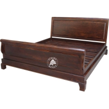 Tradycyjne stylowe łóżko Albero z drewnianym wezgłowiem -  Drewno Palisander - ciemny brąz