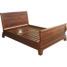 Tradycyjne stylowe łóżko Albero z drewnianym wezgłowiem