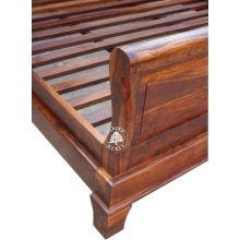 Tradycyjne stylowe łóżko Albero z drewnianym wezgłowiem - Drewno Palisander - brąz 