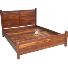 Klasyczne drewniane łóżko do sypialni Classic - Drewno Palisander - brąz 