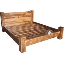 Nowoczesne łózko drewniane Goa na czterech nogach z bali - Drewno Palisander -  naturalny