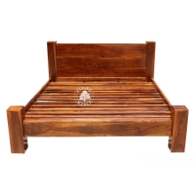 Nowoczesne łózko drewniane Goa na czterech nogach z bali - Drewno Palisander - brąz 