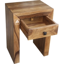 Mały stolik nocny z szufladą Modern Cube - Drewno Palisander -  naturalny