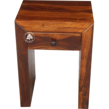 Mały stolik nocny z szufladą Modern Cube - Drewno Palisander - brąz 