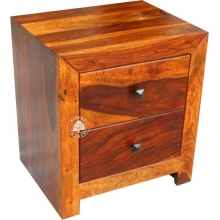 Szafka nocna drewniana z dwiema szufladami Modern Cube - Drewno Palisander - brąz 