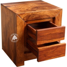 Duża szafka nocna z szufladami z drewna w nowoczesnym stylu - Drewno Palisander - brąz 