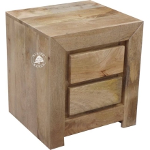Duża szafka nocna z szufladami z drewna w nowoczesnym stylu - Drewno Mango - naturalne