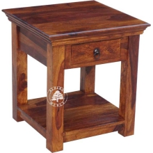 Klasyczny drewniany stolik nocny przy-łóżkowy - Drewno Palisander - brąz 