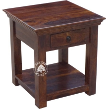 Klasyczny drewniany stolik nocny przy-łóżkowy -  Drewno Palisander - ciemny brąz
